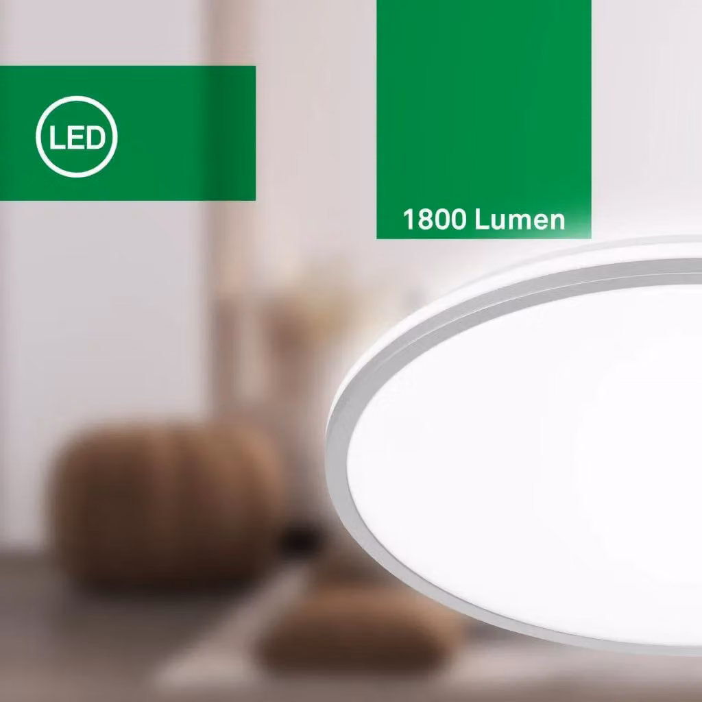 Briloner Modern LED Ceiling Panel Light in Chrome, 8.5W, 1800lm, W/D/H: 33 x 33 x 6 cm – 3