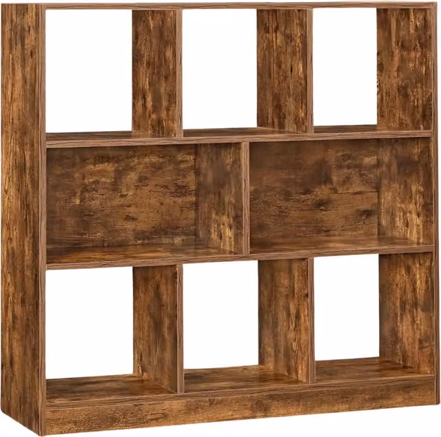 Pirlo Plush Industrial 8 Compartment Cube Bookshelf in Brown