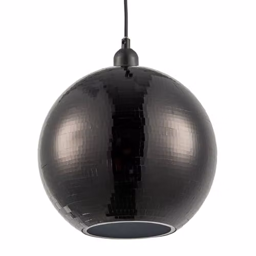 Happy Homewares Shiny Disco Mosaic Ball Pendant Shade in Black, Diameter: 25 cm