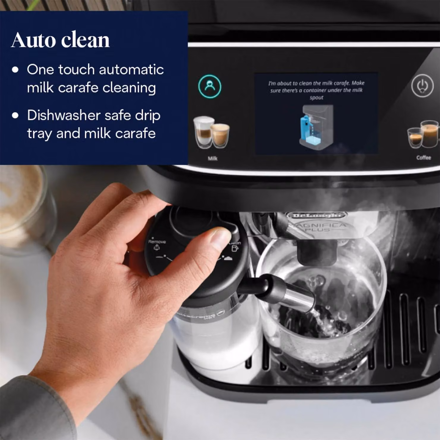 De'Longhi Magnifica Plus Bean to Cup Automatic Coffee Machine with Touch Display, Black – 4