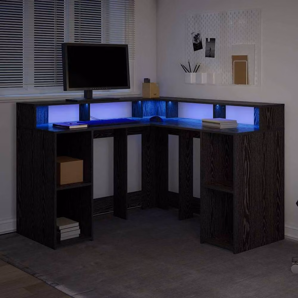 Berkfield Home Modern Corner Desk in Black Oak, W/D/H: 130 x 130 x 91 cm – 4