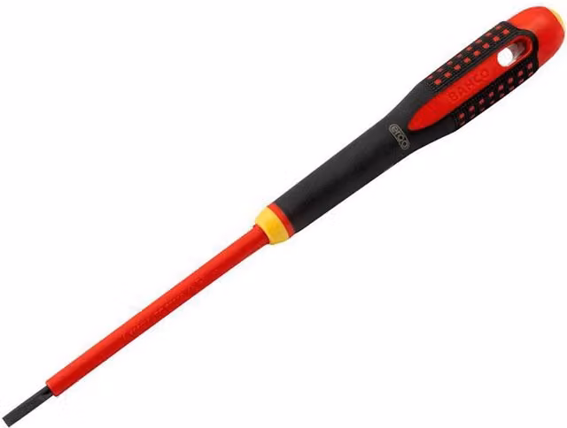 Bahco Ergo VDE Insulated Slotted Screwdriver, Black and Multicolour