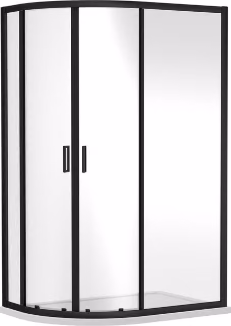 Ruwa Black Offset Quadrant Corner Shower Enclosure with 6mm Safety Glass, W: 1000 mm, D: 800 mm, H: 1850 mm – 1