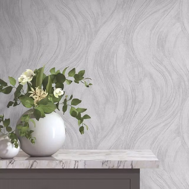 Erismann Piano Swirl Grey Abstract Geometric Vinyl Wallpaper Roll