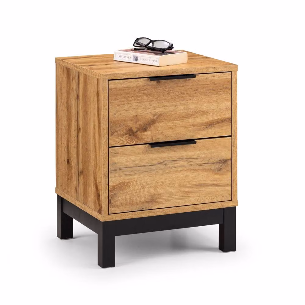 Cheshire Premium Kora 2 Drawer Light Oak Bedside Unit in Brown – 2