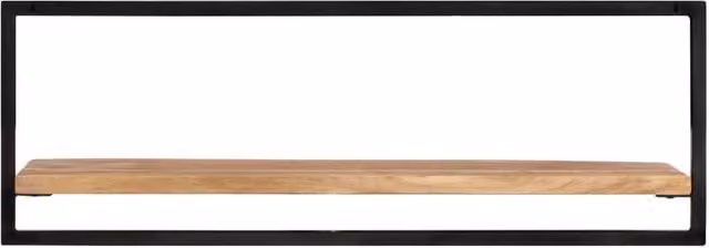 Berkfield Home Set of 2 Industrial Wall Shelves in Brown Acacia Wood and Steel, W: 100 cm, D: 24 cm, H: 35 cm