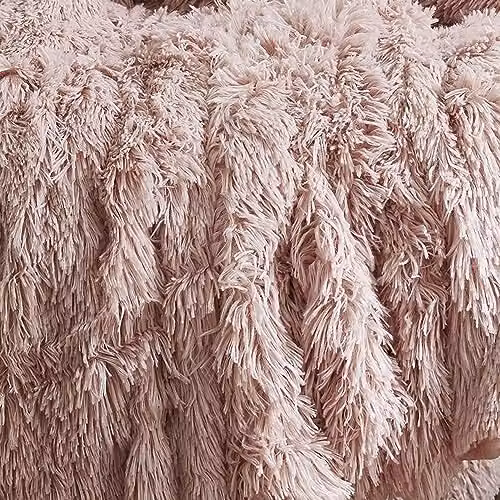 Catherine Lansfield Cuddly Faux Fur Throw, Pink, W: 245 cm, D: 280 cm – 2