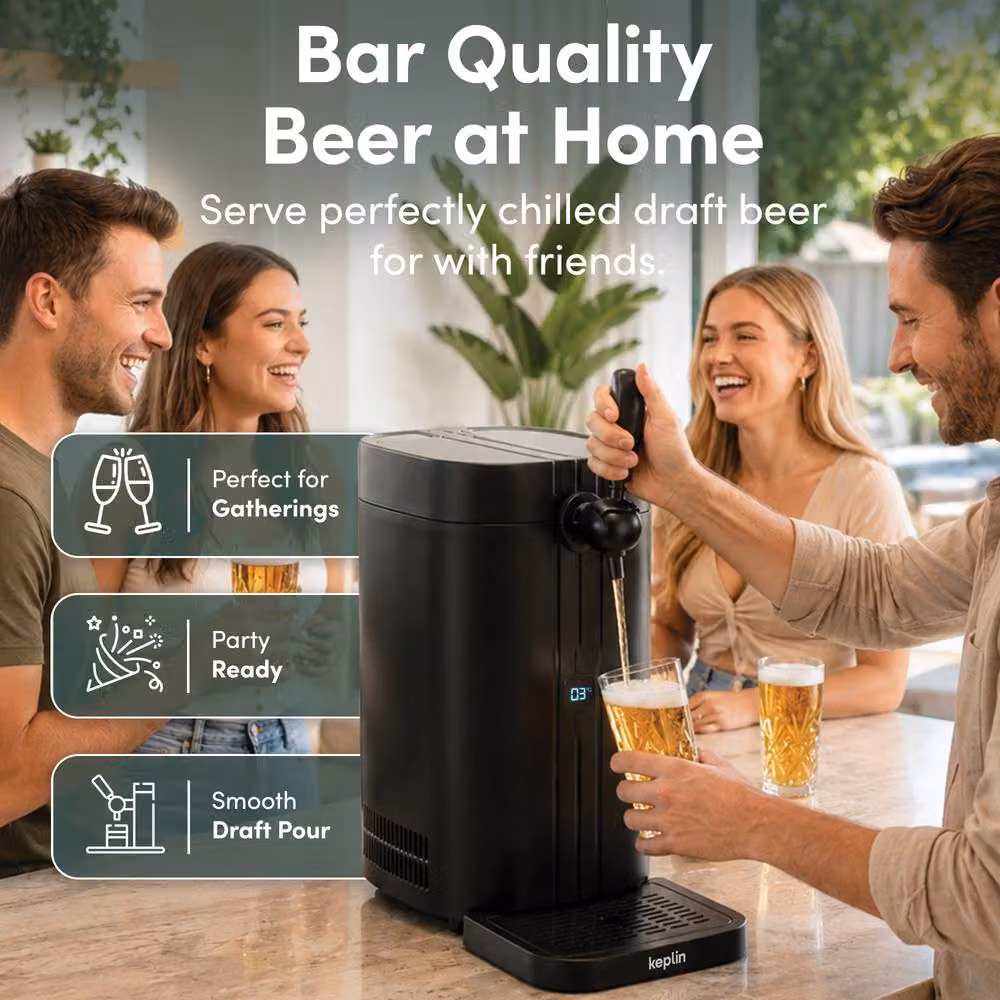 Keplin Beer Keg Dispenser with Thermoelectric Cooler and LED Temperature Display, Black, 5 l – 2