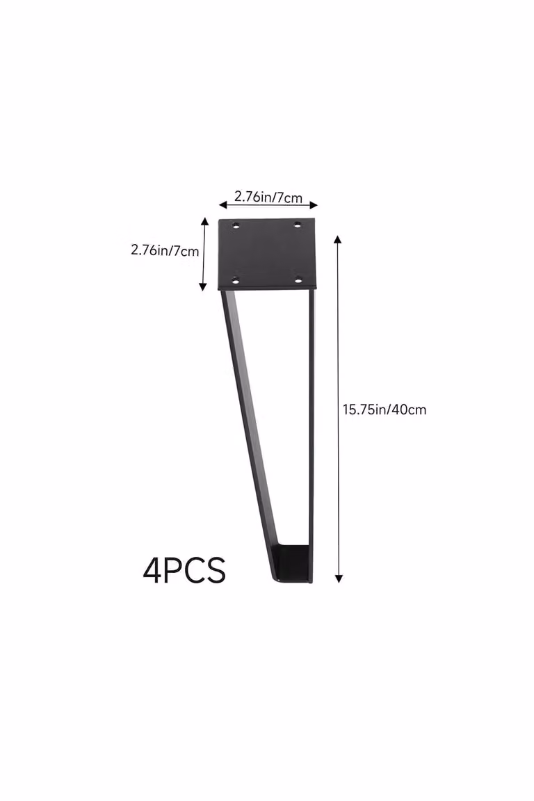 Living and Home Trapezoidal Iron Furniture Legs in Black, Height: 40 cm