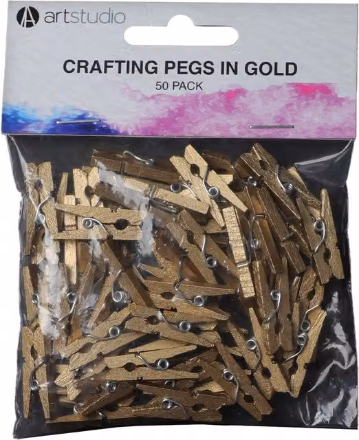 Pack of 50 Gold Metal and Wood Crafting Pegs