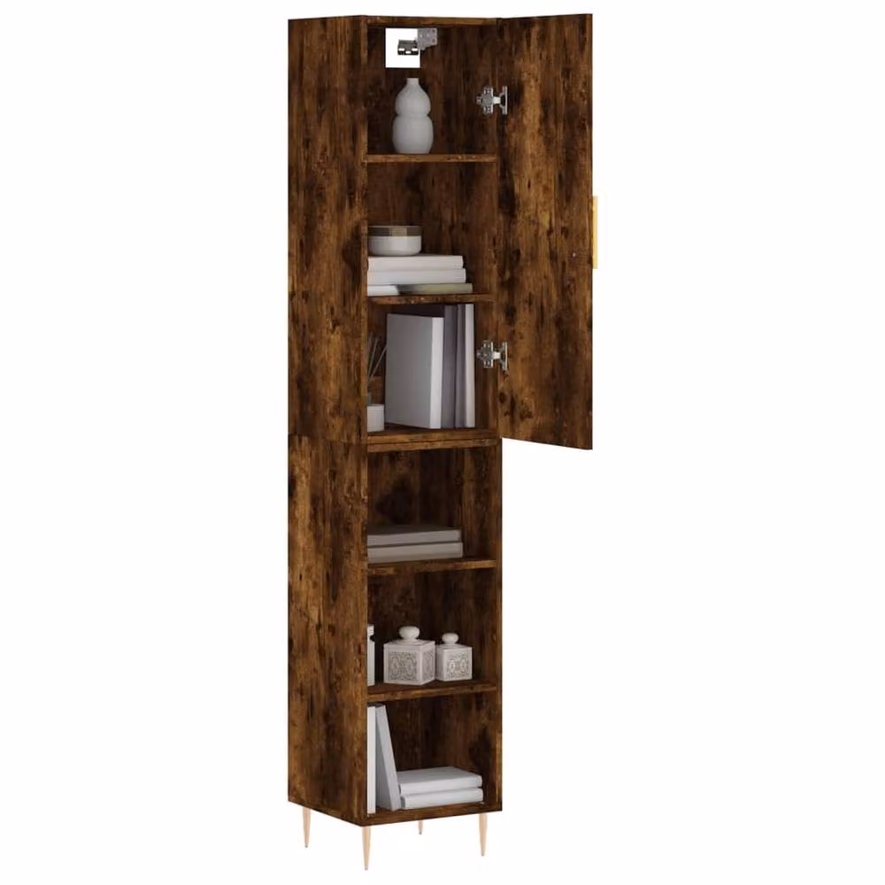 Berkfield Home Smoked Oak Highboard in Brown, W/D/H: 34.5 x 34 x 180 cm – 3