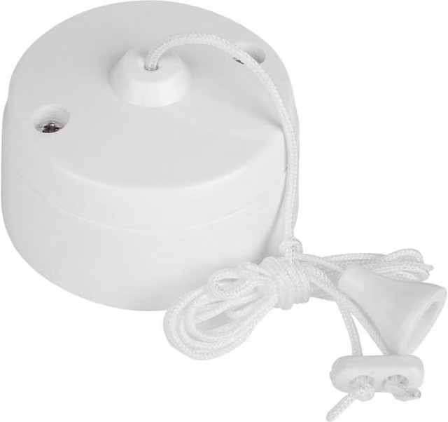 Dencon White 1-Way 6A Ceiling Pull Switch
