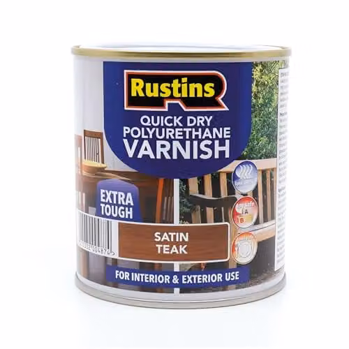 Rustins Quick Dry Polyurethane Varnish Satin Brown 500ml