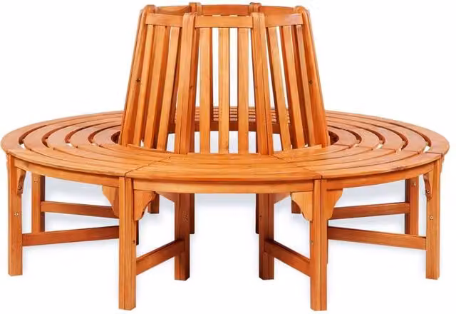Berkfield Home Brown Lacquered Wood Tree Bench, Diameter: 160 cm