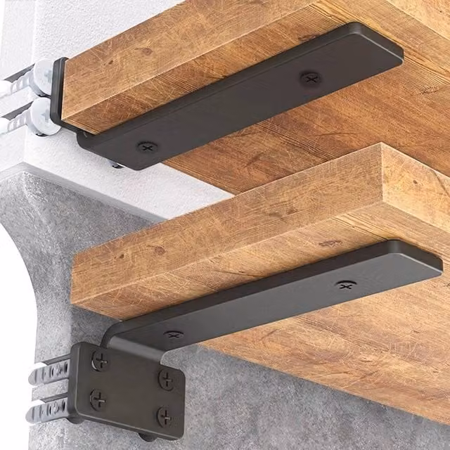 EONLION 4 Pack Black Steel Floating Shelf Brackets