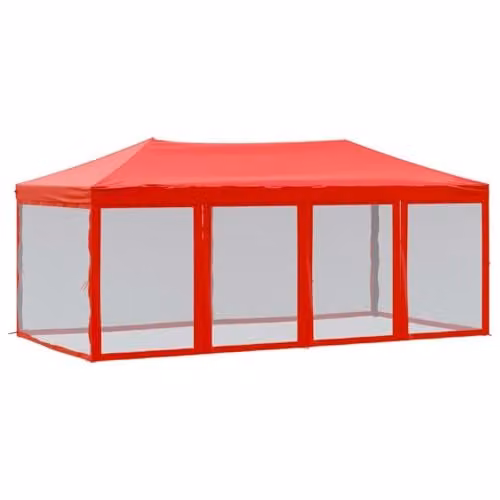 vidaXL Folding Party Tent with Sidewalls in Red and Silver, W: 6 m, D: 3 m, H: 2.44 m