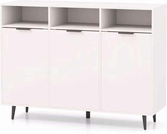 KORVIXA Modern White Kitchen Storage and Coffee Bar Cabinet with Hinged Doors and Internal Shelves W/D/H: 100 x 3 x 100 cm