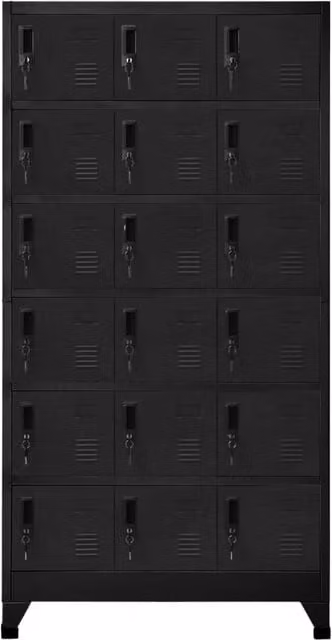 Berkfield Home Modern Steel Locker Cabinet in Black, W/D/H: 90 x 40 x 180 cm – 1