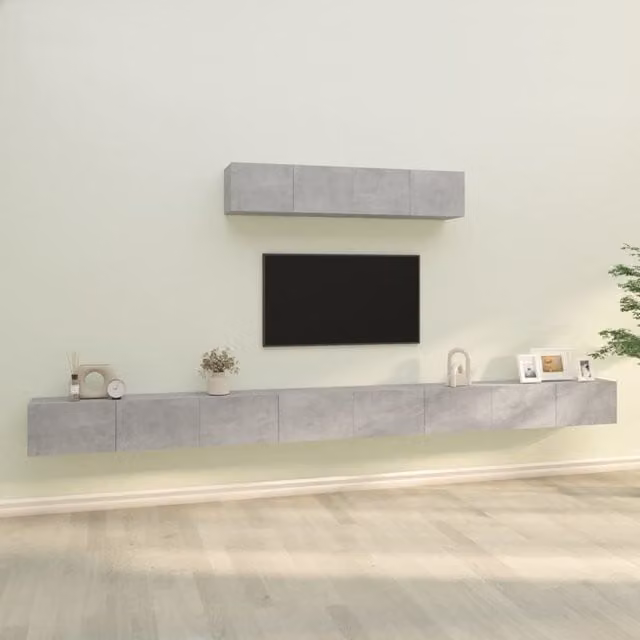 Berkfield Home 4 Piece Wall Mounted TV Cabinet Set in Matt Concrete Grey Engineered Wood