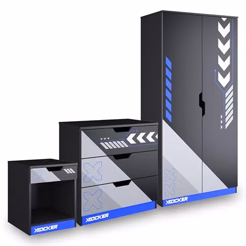 X Rocker Octane 3 Piece Kids Bedroom Furniture Set in Black and Blue – 4