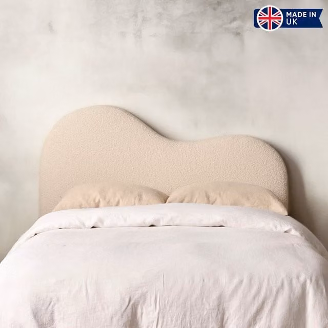 Casani Estelle Boucle Upholstered Bed Frame in Beige/Brown, W/D/H: 180 x 200 cm