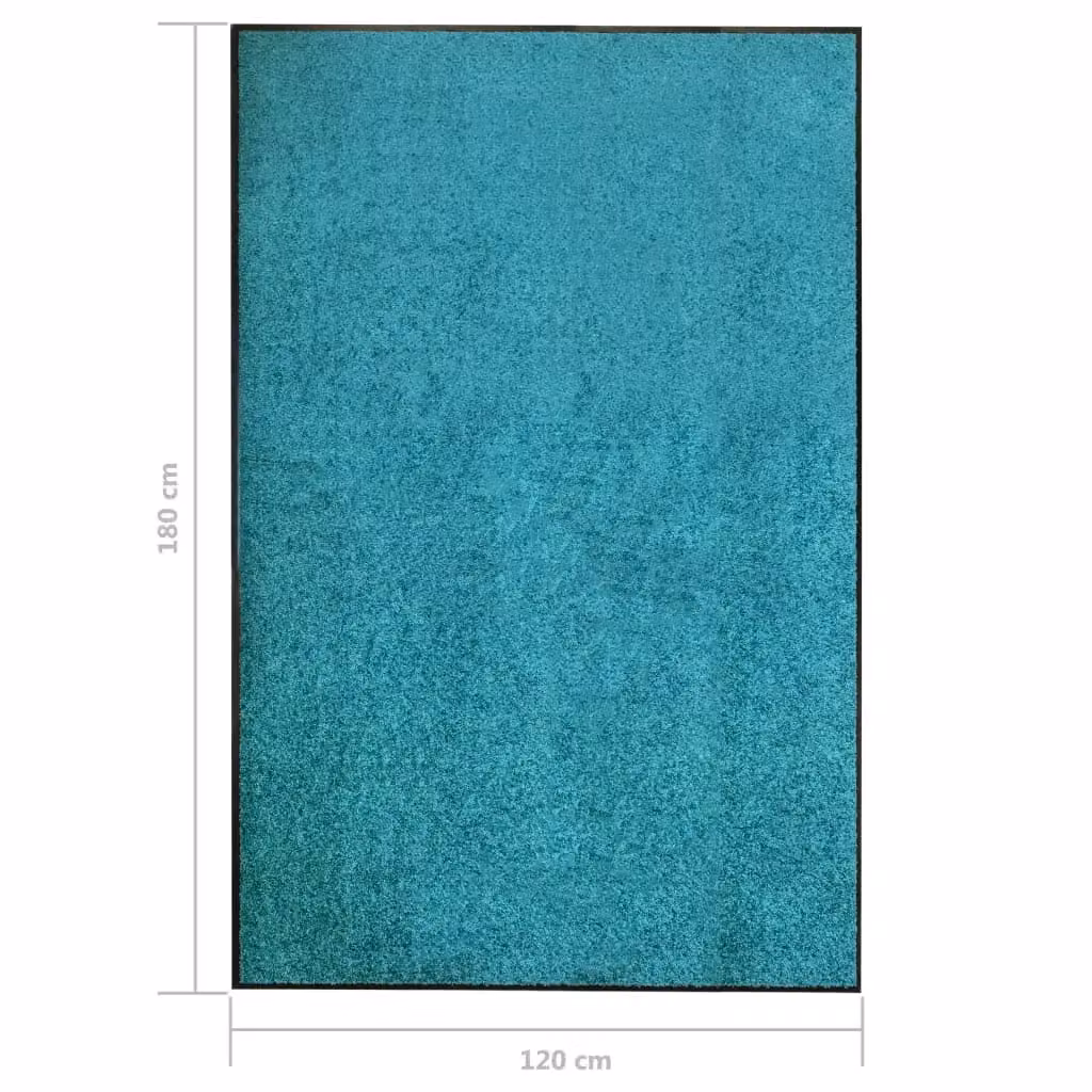Berkfield Home Washable Non-Slip Cyan and Black Doormat, W: 180 cm, D: 120 cm – 3