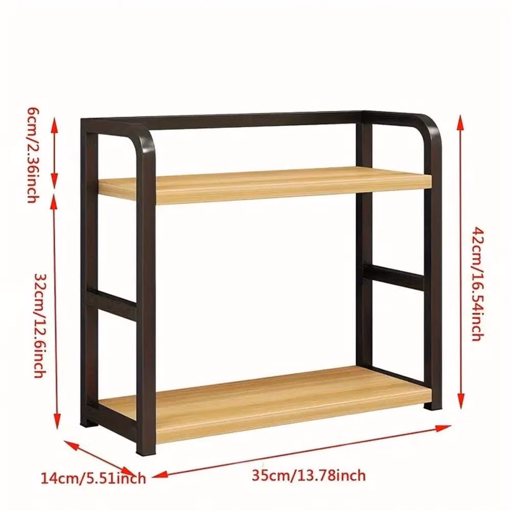 KORVIXA 2 Tier Black Metal Kitchen Spice Rack and Storage Shelf – 2