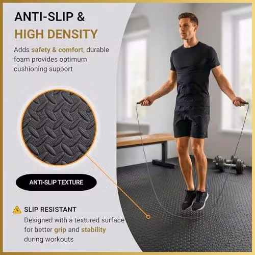 SHATCHI 20 Piece Black Interlocking EVA Foam Exercise Floor Mats, W/D/H: 60 x 60 x 1.1 cm – 5