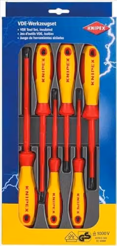 Knipex 6 Piece VDE Screwdriver Set in Red, Transparent and Multicolour Steel