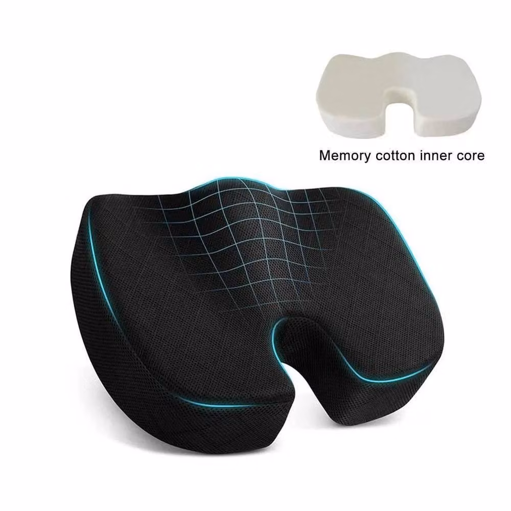 PAWNORA U Shaped Memory Foam Seat Cushion in Black, W: 120 cm, D: 90 cm – 2