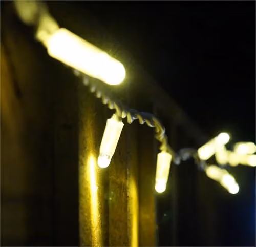 Eagle Connect 40 LED Warm White Outdoor String Lights with White Rubber Cable, IP65 Waterproof, Connectable, Mains Powered – 3