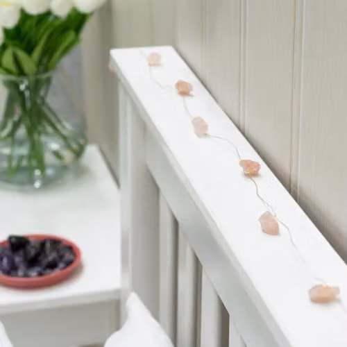 ValueLights Battery Operated Rose Quartz Natural Crystal String Lights in Pink with Warm White LED – 2