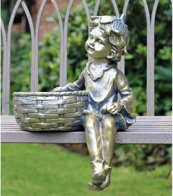 SPETLEK Boy Cherub Garden Ornament in Grey – 1