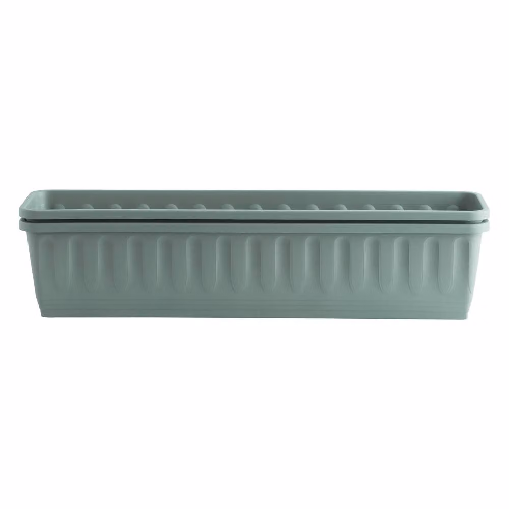 Wham Etruscan Rectangular Plastic Garden Planter Troughs, Green, Pack of 2 – 2