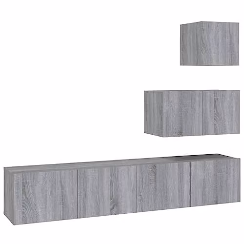vidaXL 4 Piece Modern Living Room Entertainment Centre and Media Unit Set in Grey Sonoma Engineered Wood – 1