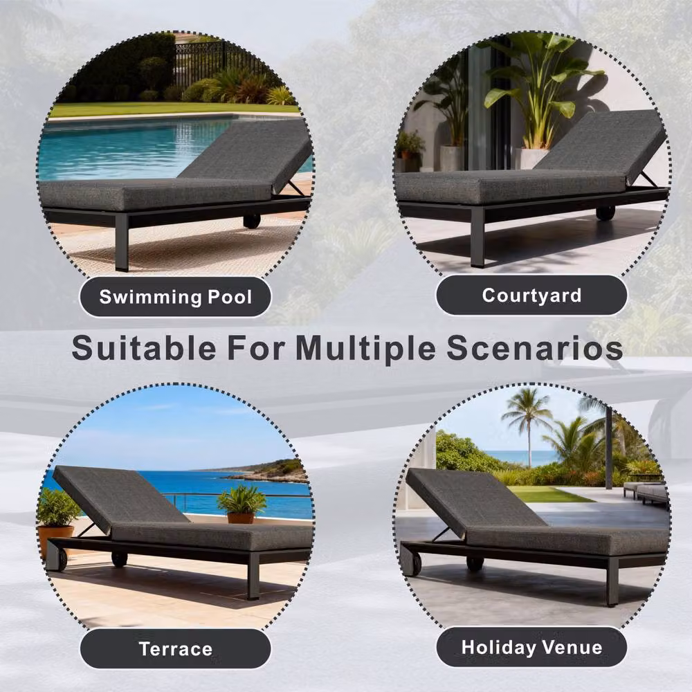 MIMO Fully Assembled Matt Grey Aluminium Lounger with Wheels – 5
