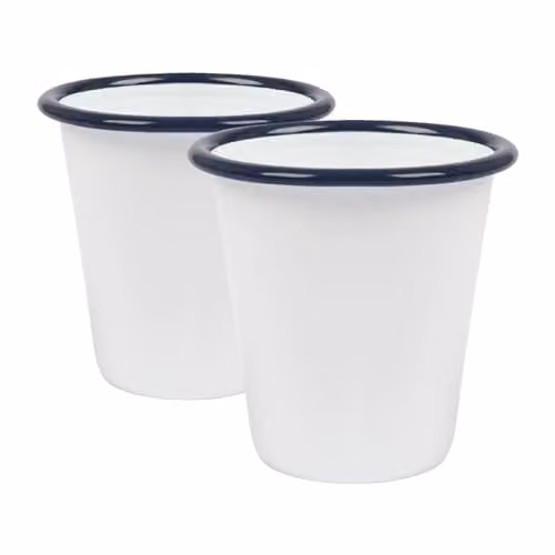 Argon Tableware Blue and White Enamel Tumblers, 300ml, Set of 2