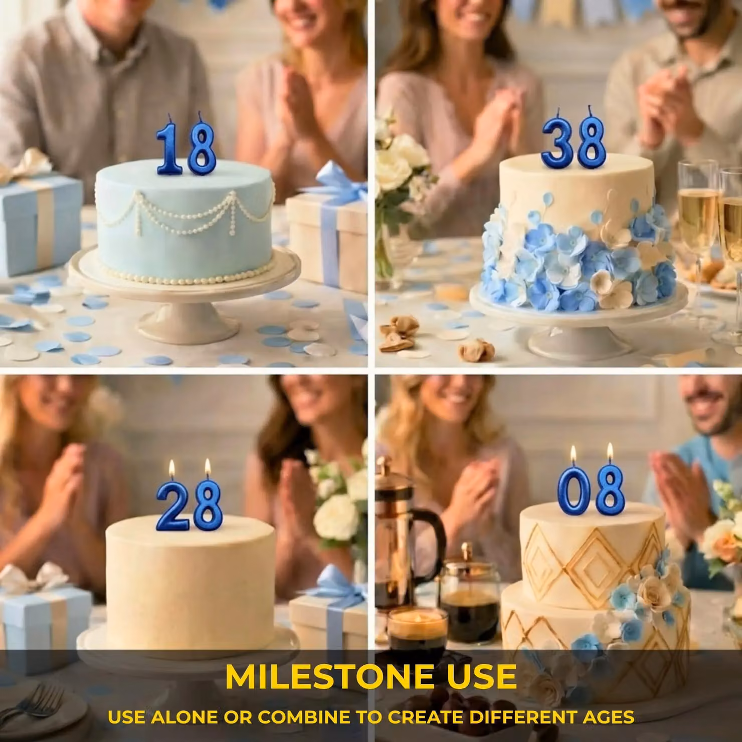 Shatchi Blue Number 8 Birthday Cake Topper Candle – 3