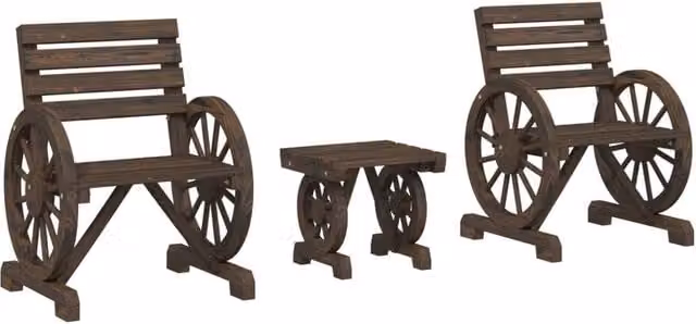 Berkfield Home 3 Piece Brown Solid Wood Garden Lounge Set – 1
