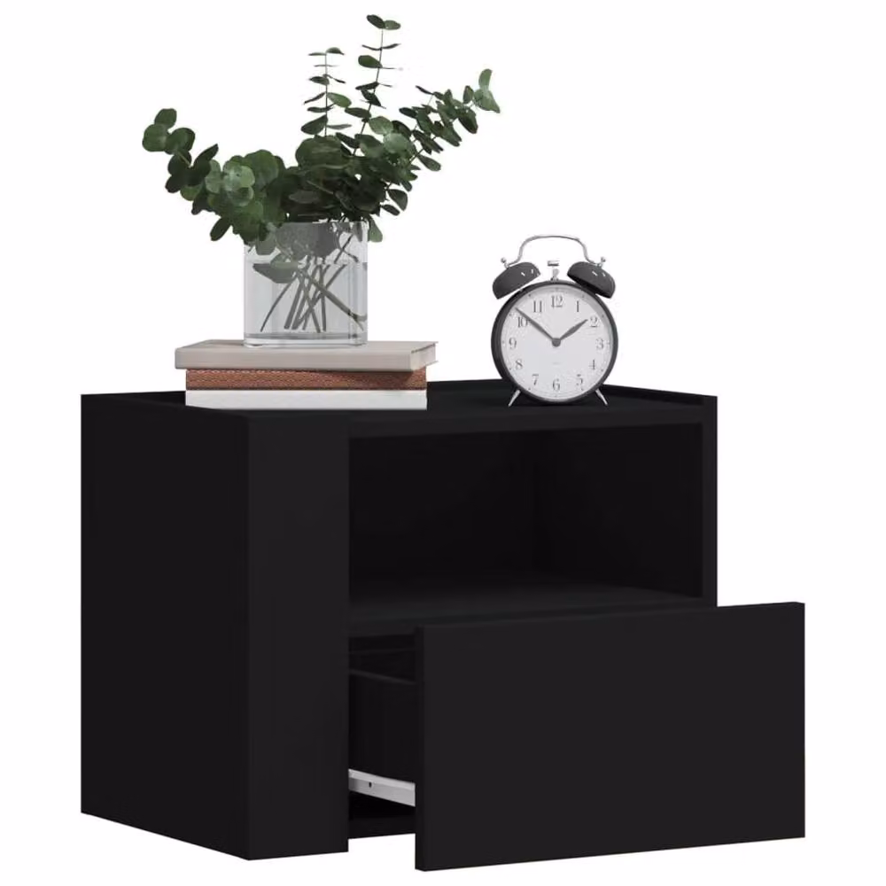 Berkfield Home Wall-mounted Bedside Cabinets, 2 Pack, Black, W: 45 cm, D: 30 cm, H: 35 cm – 2