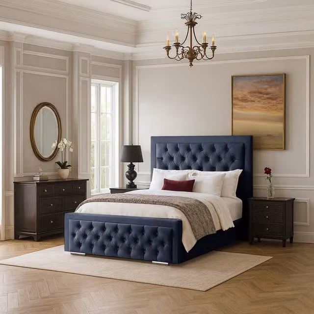 Desire Deco Kinsley Upholstered Velvet Bed Frame, Grey, 90 x 190 cm