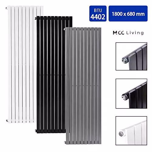 MCC Direct Designer Flat Panel Double Radiator, Black, W/D/H: 1800 x 680 x 68 mm – 2