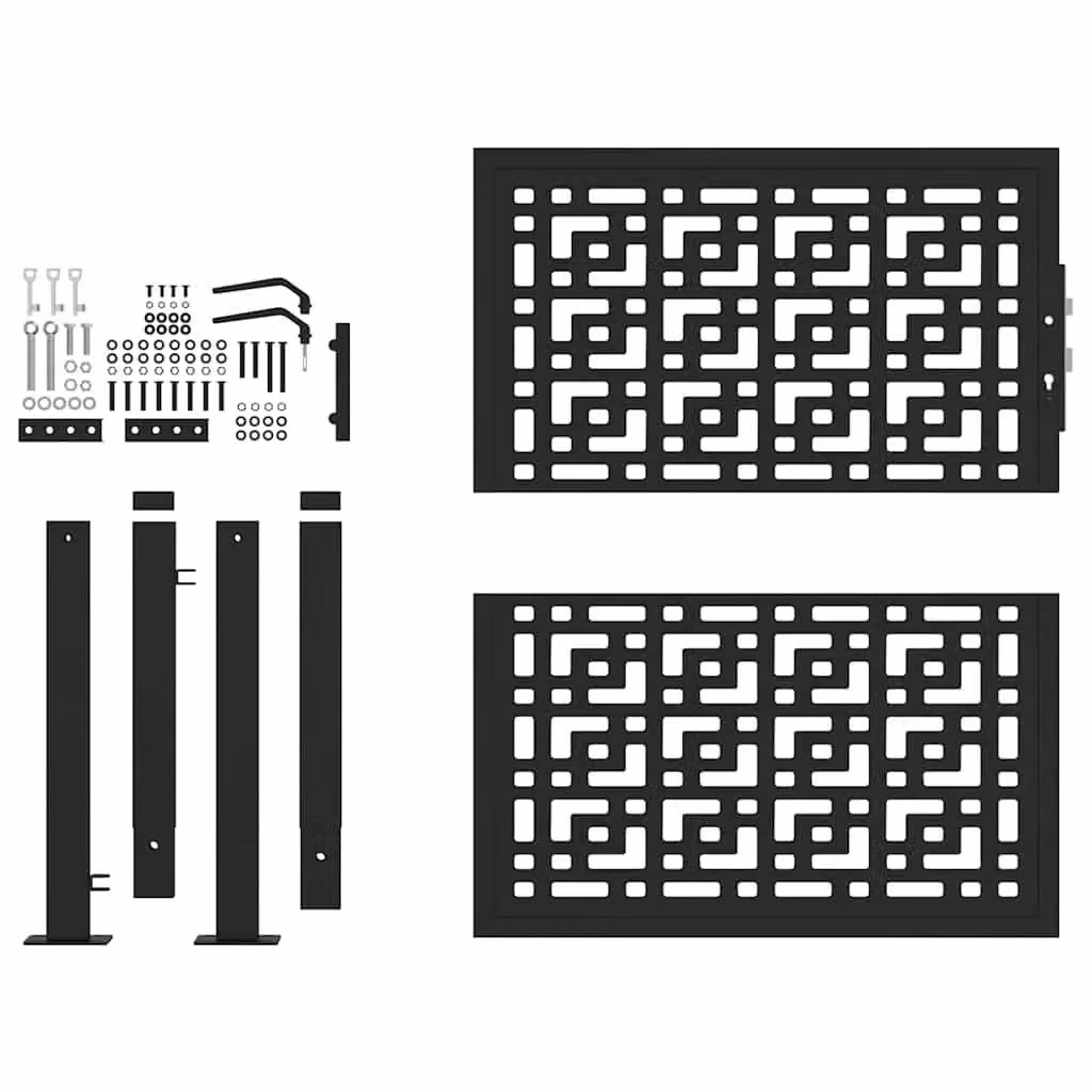 Berkfield Home Black Steel Garden Gate with Cross Design, W: 105 cm, H: 106 cm – 4
