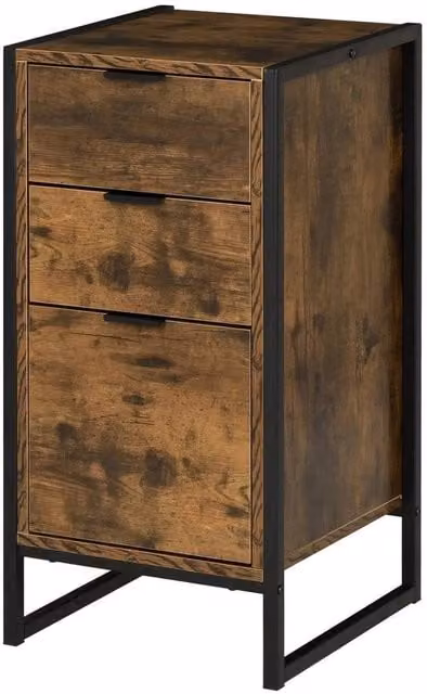 NESTLUNE Industrial 3-Drawer Bedroom Chest of Drawers in Brown, W: 100 cm, D: 15 cm – 1