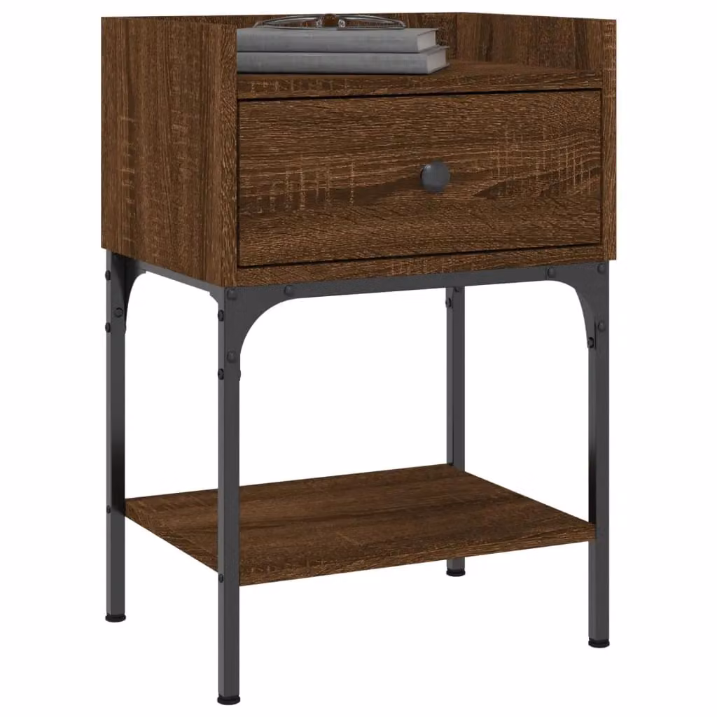 Berkfield Home Set of 2 Brown Oak Bedside Tables, W/D/H: 40.5 x 31 x 60 cm – 3