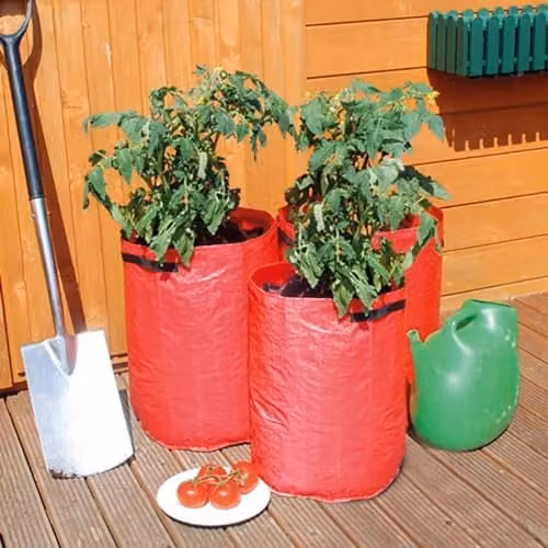 mysmartbuy Set of 3 Red Tomato Grow Bags and Extra Deep Planters with Handles, H50 x 40cm Dia