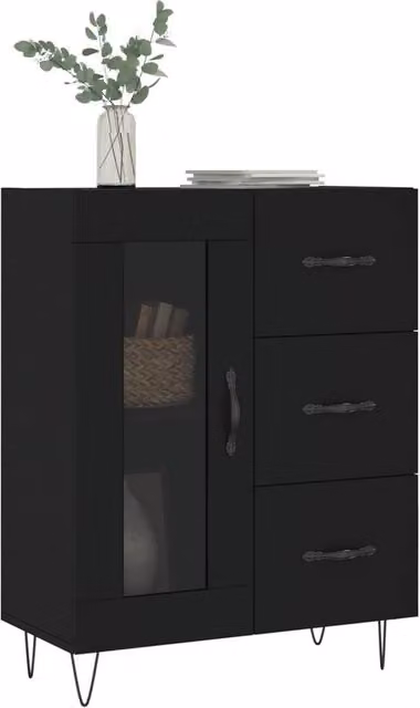 Berkfield Home Modern Black Sideboard W/D/H: 69.5 x 34 x 90 cm