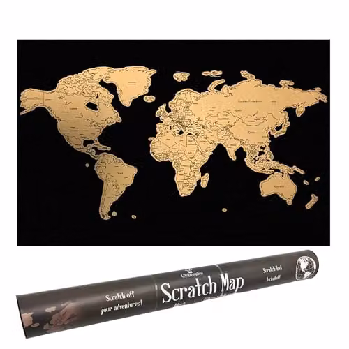 Fragranced Humour World Scratch Map Travel Poster in Black and Gold