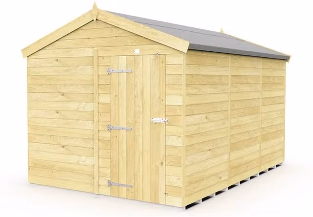 Buttercup Farm Apex Wooden Shed in Brown with Single Door and No Window, W231 x D358 x H217 cm – 1