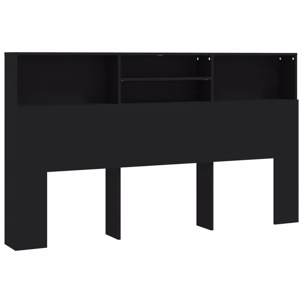 Berkfield Home Modern Black Wall Mounted Headboard Cabinet with Side Compartments W/D/H: 180 x 19 x 103.5 cm – 2